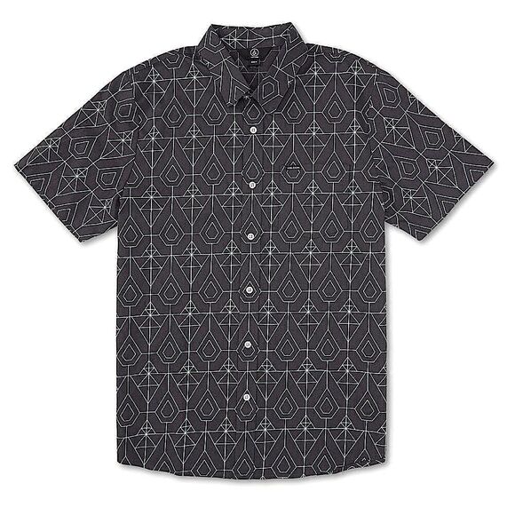 Volcom - WARBLER SHORT SLEEVE woven collar SHIRT - ASPHALT BLACK small - Picture 1 of 8